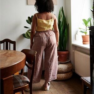 LINENFOX FRANKIE Terracotta Gingham Linen Trouser